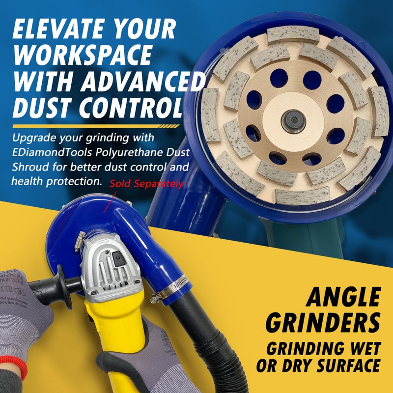 EDiamondTools عجلات طحن الماس 4" للخرسانة أو البناء، 16 شريحة مزدوجة، 30/40 حبيبة، رابطة متوسطة، 5/8"-11 محور - Image 5